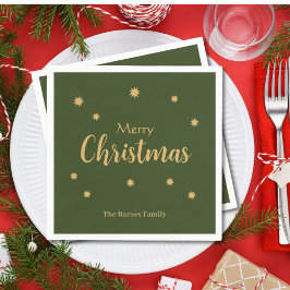 Custom Green & Gold Frohe Weihnachten Serviette