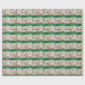 Custom Green Happy Birthday Photo Collage Geschenkpapier (Flach)