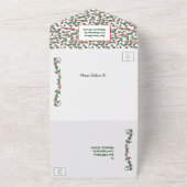 Custom Green Holly Red Berries All in one Invite Einladung (Außenbereich)