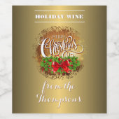 Custom Green Holly Verlasse Red Berries auf Imitat Weinetikett (Einzelnes Label)