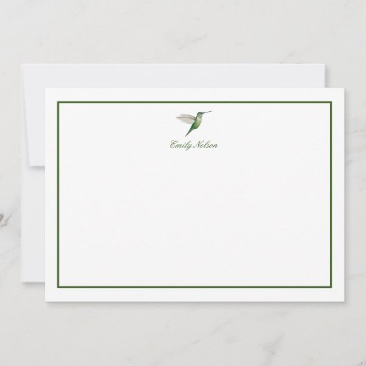 Custom Green Hummingbird Note Card Mitteilungskarte (Vorderseite)