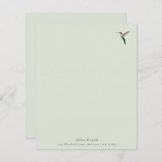 Custom Green Hummingbird Stationspapier (Vorne/Hinten)