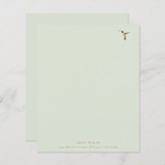 Custom Green Hummingbird Stationspapier (Vorne/Hinten)