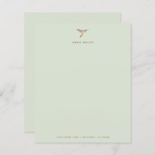 Custom Green Hummingbird Stationspapier (Vorne/Hinten)