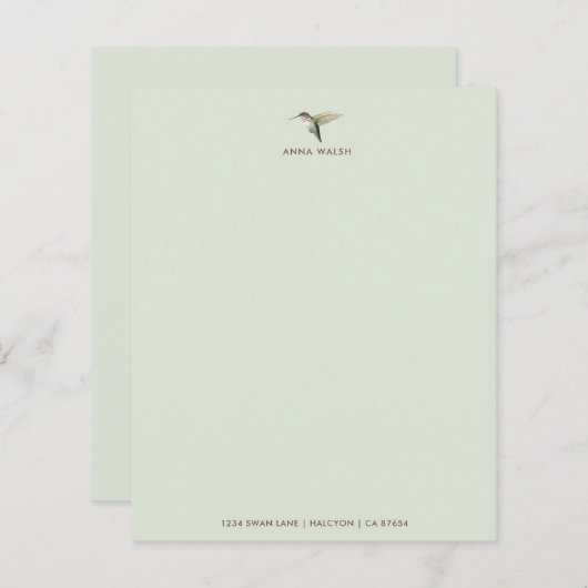 Custom Green Hummingbird Stationspapier (Vorne/Hinten)