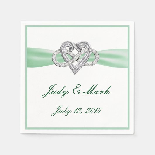 Custom Green Infinity Heart Paper Napkins Serviette (Vorderseite)
