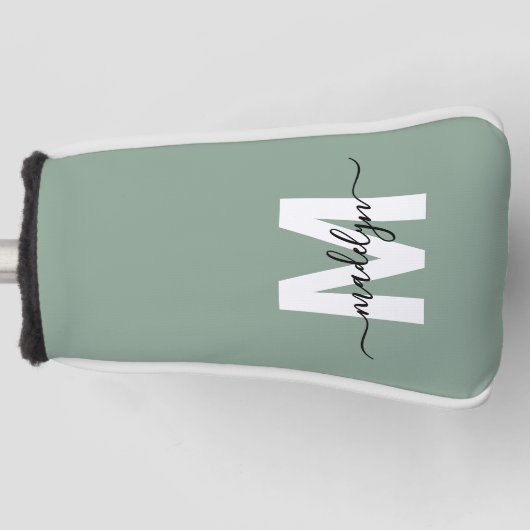 Custom Green Initial Name Monogram Golf Headcover (Vorderseite)