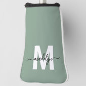 Custom Green Initial Name Monogram Golf Headcover (Rotieren 90)