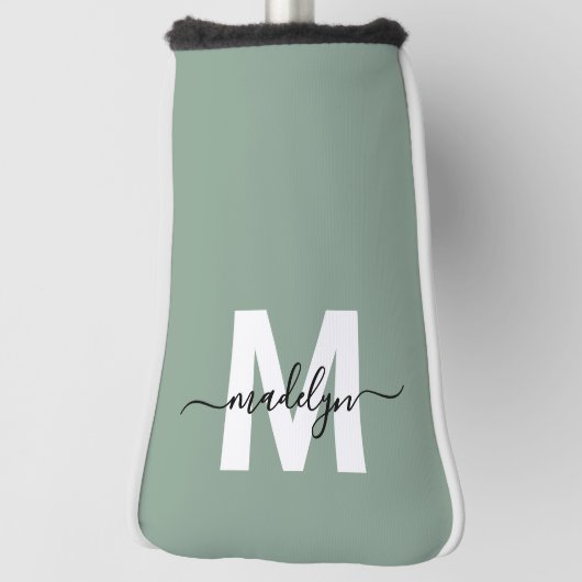 Custom Green Initial Name Monogram Golf Headcover (Rotieren 90)