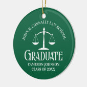 Custom Green Law School Graduate Foto Weihnachten Keramik Ornament (Links)