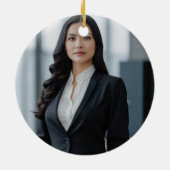 Custom Green Law School Graduate Foto Weihnachten Keramik Ornament (Hinten)