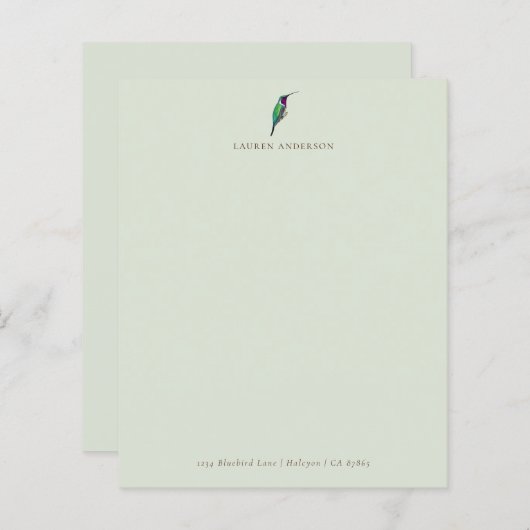 Custom Green Lucifer Hummingbird Stationspapier (Vorne/Hinten)