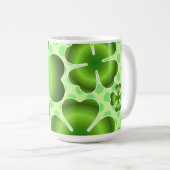 Custom Green Lucky Clover Pattern Gift Kaffeetasse (VorderseiteRechts)