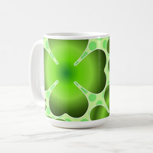 Custom Green Lucky Clover Pattern Gift Kaffeetasse (Vorderseite Links)