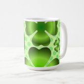 Custom Green Lucky Clover Pattern Gift Kaffeetasse (VorderseiteRechts)