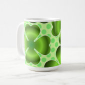 Custom Green Lucky Clover Pattern Gift Kaffeetasse (Vorderseite Links)