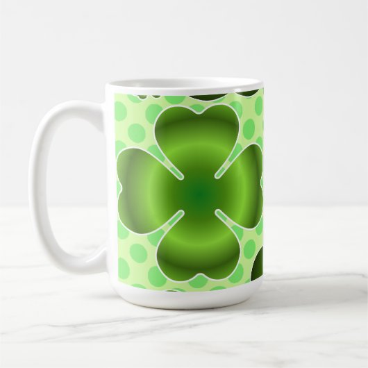 Custom Green Lucky Clover Pattern Gift Kaffeetasse (Links)