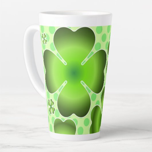 Custom Green Lucky Clover Pattern Gift Milchtasse (Linke Ecke)