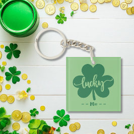 Custom Green Lucky Clover St Patrick Day rund um Schlüsselanhänger