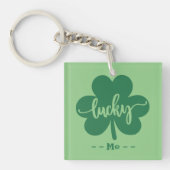 Custom Green Lucky Clover St Patrick Day rund um Schlüsselanhänger (Vorderseite)