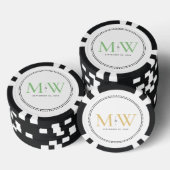 Custom Green Mit Monogramm Wedding Date Pokerchips (Stapel)