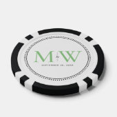 Custom Green Mit Monogramm Wedding Date Pokerchips (Einzeln)