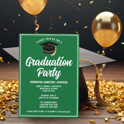 Custom Green Modern 2025 Graduation Party Einladung