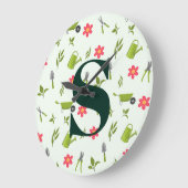 Custom Green Monogram Garding Große Wanduhr (Winkel)