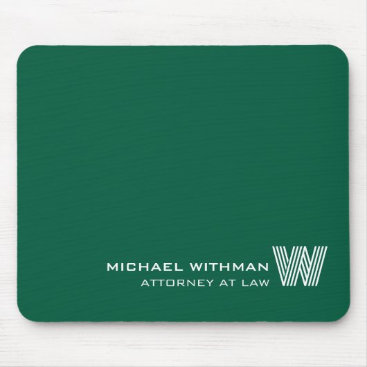 Custom GREEN Monogram, Name & Profession Mousepad (Vorne)