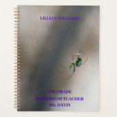 Custom Green Orb Weaver Spider School Planer (Vorderseite)