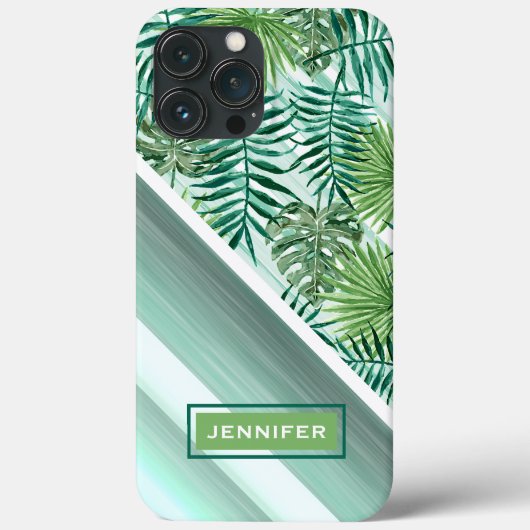 Custom Green Palm Blätter Tropical Summer Pattern Case-Mate iPhone Hülle (Rückseite)