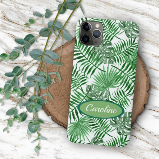 Custom Green Palm Blätter Tropical Summer Pattern iPhone Hülle