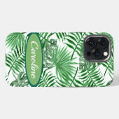 Custom Green Palm Blätter Tropical Summer Pattern iPhone Hülle (Rückseite (Horizontal))