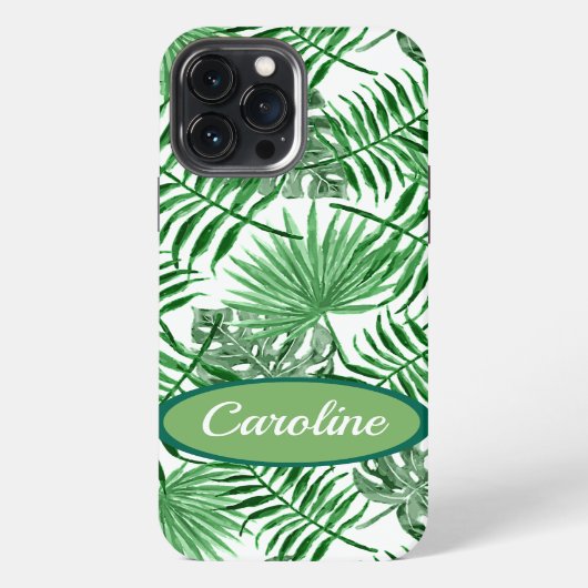 Custom Green Palm Blätter Tropical Summer Pattern iPhone Hülle (Rückseite)