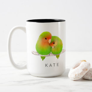Custom Green Parrots Lovebirds Bird Tasse