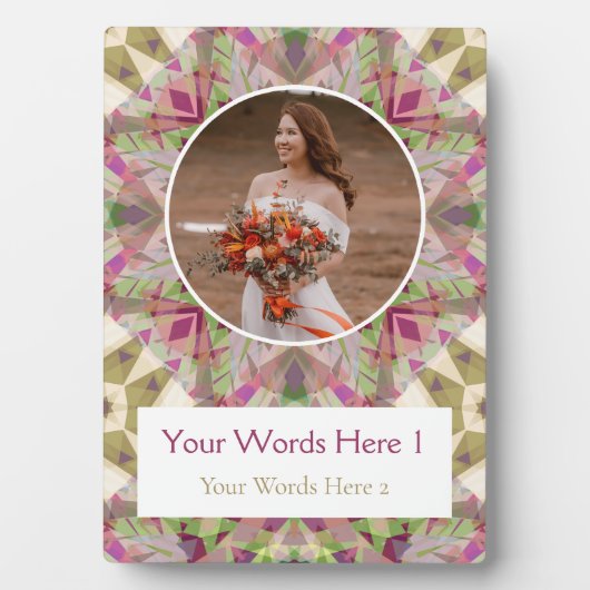 Custom Green Pink Lila Star Wedding Anniversary Fotoplatte (Vorderseite)