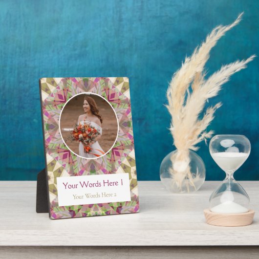 Custom Green Pink Lila Star Wedding Anniversary Fotoplatte (Seite)