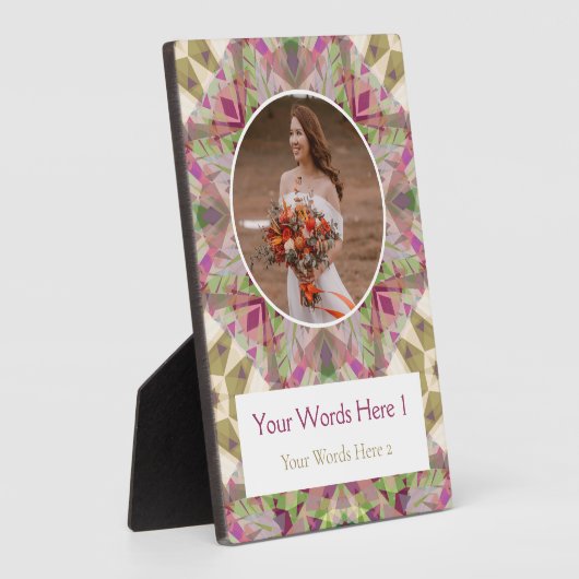 Custom Green Pink Lila Star Wedding Anniversary Fotoplatte (Seite)