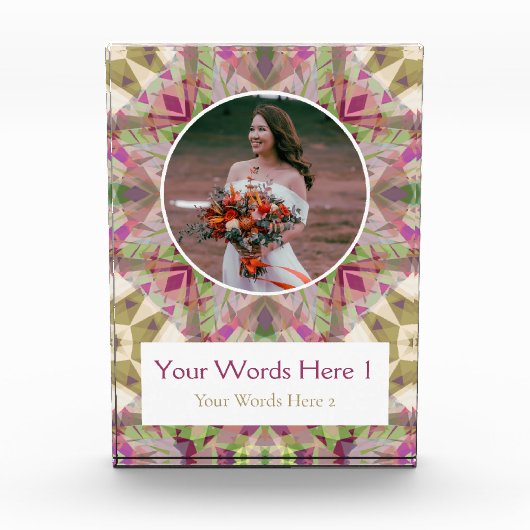 Custom Green Pink Lila Star Wedding neu verheirate Fotoblock (Vorderseite)