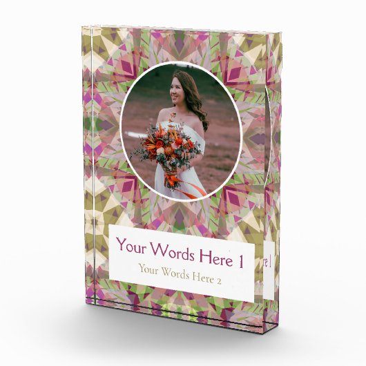 Custom Green Pink Lila Star Wedding neu verheirate Fotoblock (Rechts)