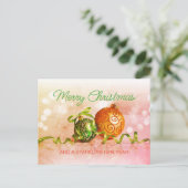 Custom Green Pink Orange Gold Tree Ornamente Postkarte (Stehend Vorderseite)