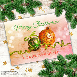 Custom Green Pink Orange Gold Tree Ornamente Postkarte