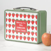 Custom Green & Red Strawberry Muster Teacher's Metall Brotdose (Beispiel)