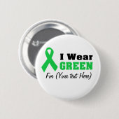 Custom Green Ribbon Awareness Button (Vorne & Hinten)