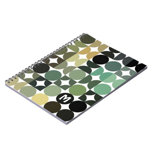 Custom Green Schwarz-weiß Brown Retro Art Muster Notizblock (Linke Seite)