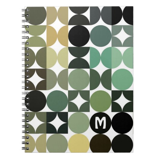 Custom Green Schwarz-weiß Brown Retro Art Muster Notizblock (Vorderseite)