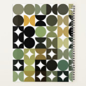 Custom Green Schwarz-weiß Brown Retro Art Muster Planer (Rückseite)