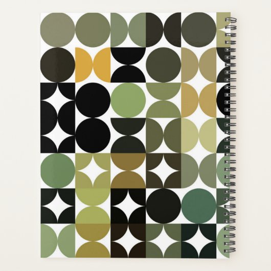 Custom Green Schwarz-weiß Brown Retro Art Muster Planer (Rückseite)