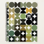 Custom Green Schwarz-weiß Brown Retro Art Muster Planer (Vorderseite)