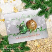 Custom Green Silver Gold Tree Ornamente Postkarte